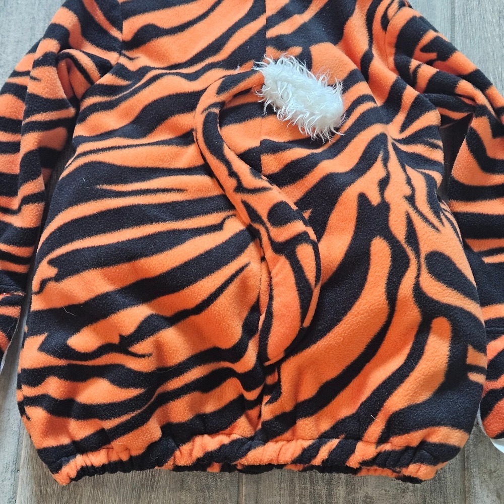 Old Navy Tiger Costume Kids 4T/5T Orange Black Striped Hooded Fleece Halloween - Picture 11 of 16